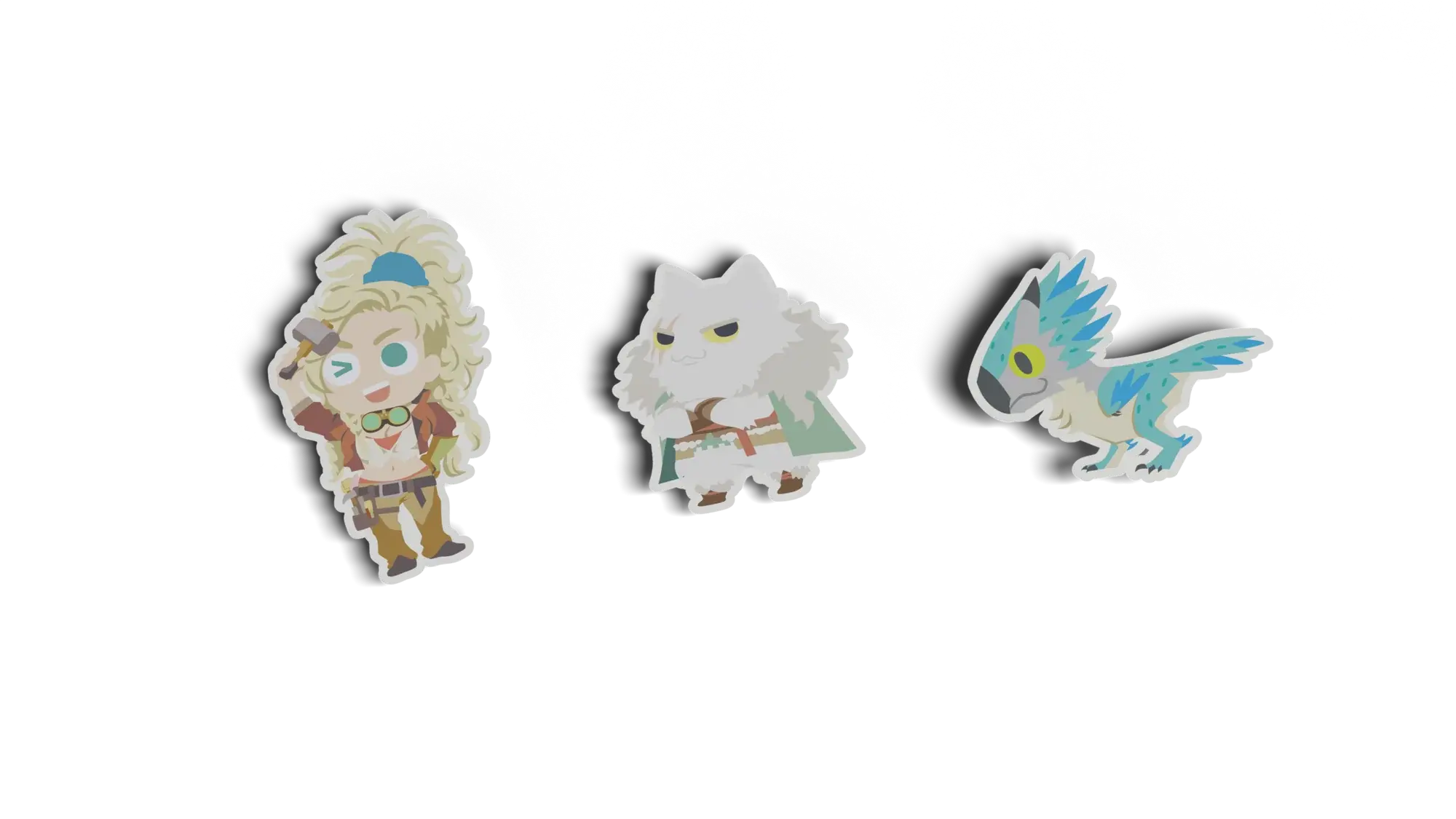 Gemma, Athos and Seikret 3 Stickers Pack